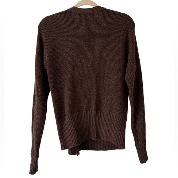 Lauren Ralph Lauren Crossover Brown Button Waist Cardigan Sweater Petite - Picture 2 of 6